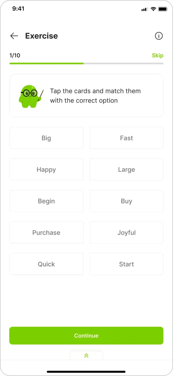AcademyOS interactive exercise screen